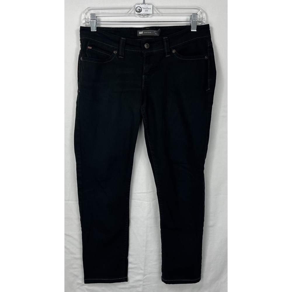 GUC Levi's  Women Demi Curve Low Rise Skinny Jeans Black Stretch Capri Size 7/28